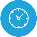 blue circle icon with clock