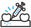 vector icon of syringe in in gum